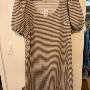 LOFT Black and White Striped Mini Dress